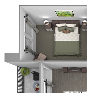 Quinn Crossing - Carquinez (B3) - 2 Bedroom and 2 bath - 3D floor plan Quinn Crossing - Carquinez (B3) - 2 Bedroom and 2 bath - 3D floor plan
